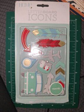 Crafter Scrapbook Destash Lot - Travel Letterboard Icons, 2x Dog Ribbons, Sequin